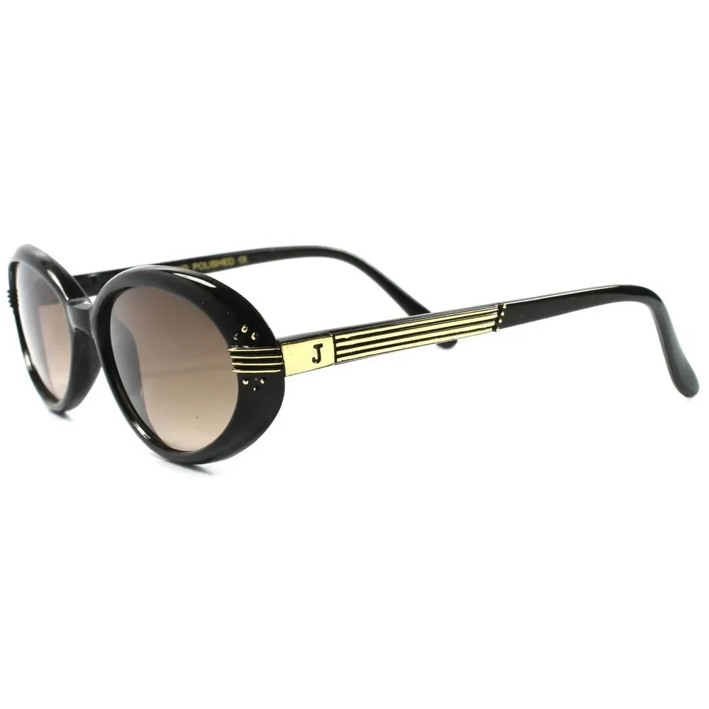 Vintage Inspired 60s 70s Party Costume Black & Gold Womens Cat Eye Sunglasses